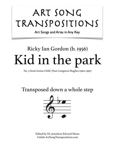 Kid In The Park (arr. ArtSongTranspositions.com)