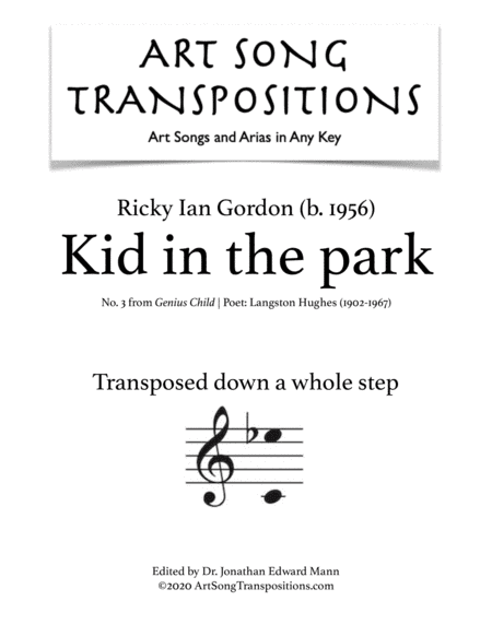 Kid In The Park (arr. ArtSongTranspositions.com)
