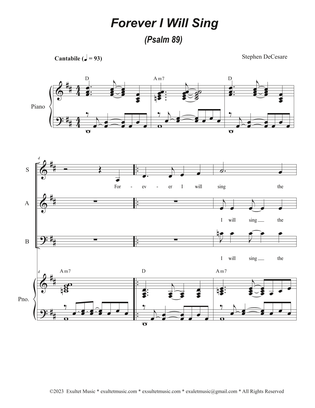 Forever I Will Sing (Psalm 89) (Vocal Trio - (SAB)