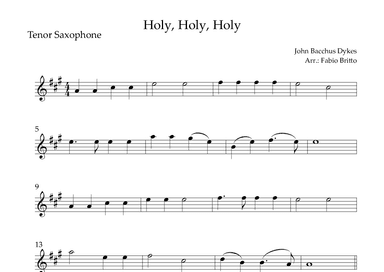 Holy, Holy, Holy (Traditional Christian Song) for Tenor Saxophone Solo (arr. Fabio Britto)