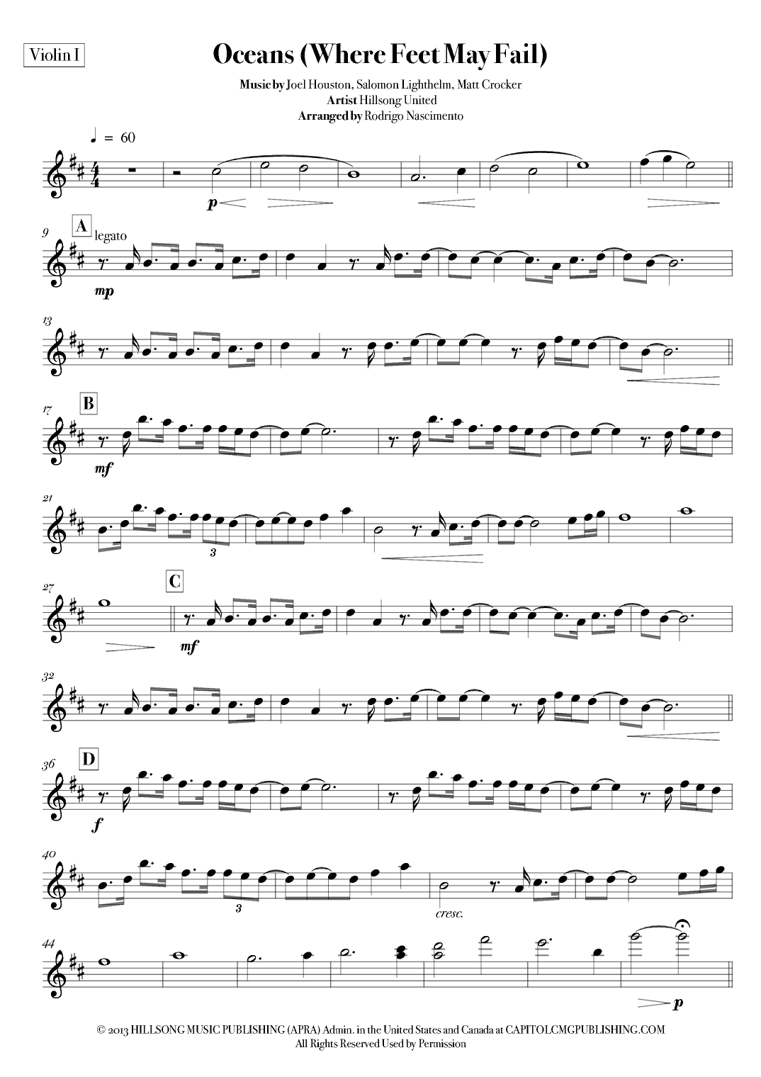 Oceans (where Feet May Fail) (arr. Rodrigo Nascimento)