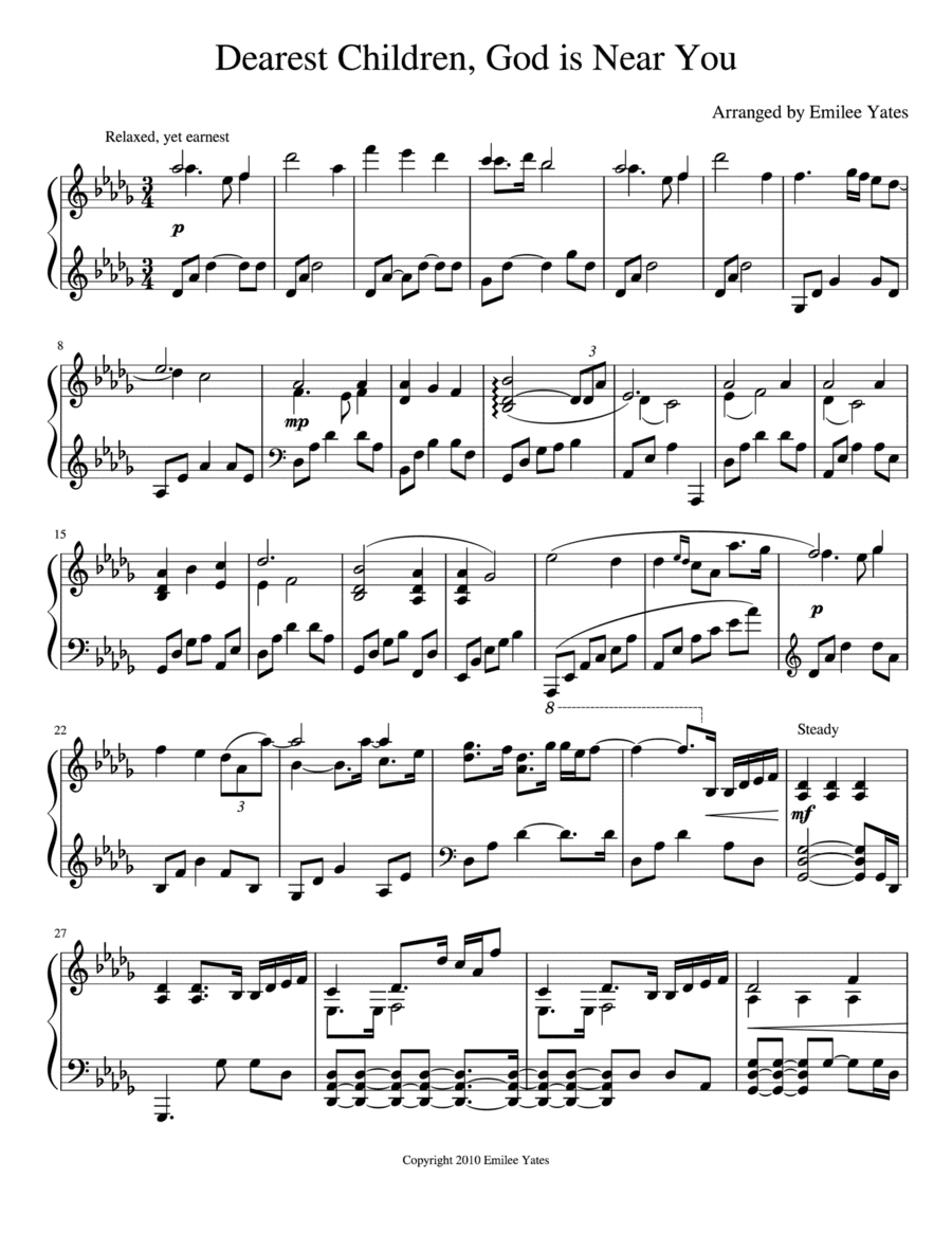 Dearest Children, God is Near You (arr. Emilee Yates)