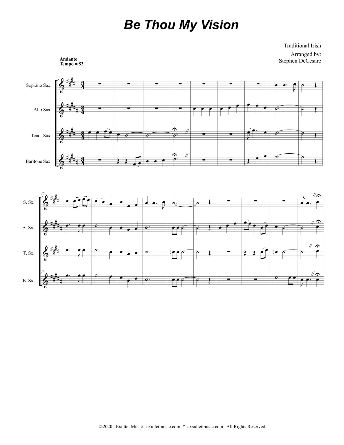 Be Thou My Vision (Saxophone Quartet and Piano) (arr. Stephen DeCesare)