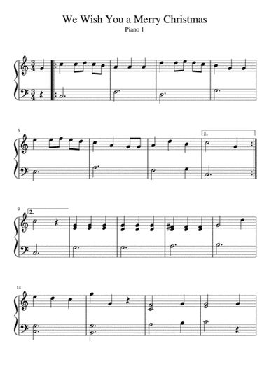 We Wish You a Merry Christmas - Easy Piano DUET (arr. F. Chiofalo)