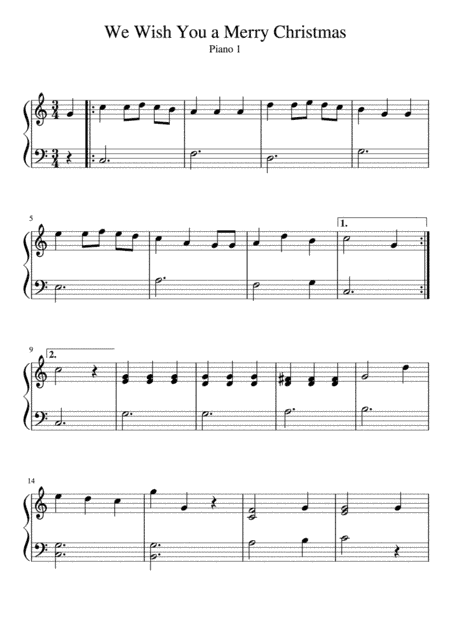 We Wish You a Merry Christmas - Easy Piano DUET (arr. F. Chiofalo)