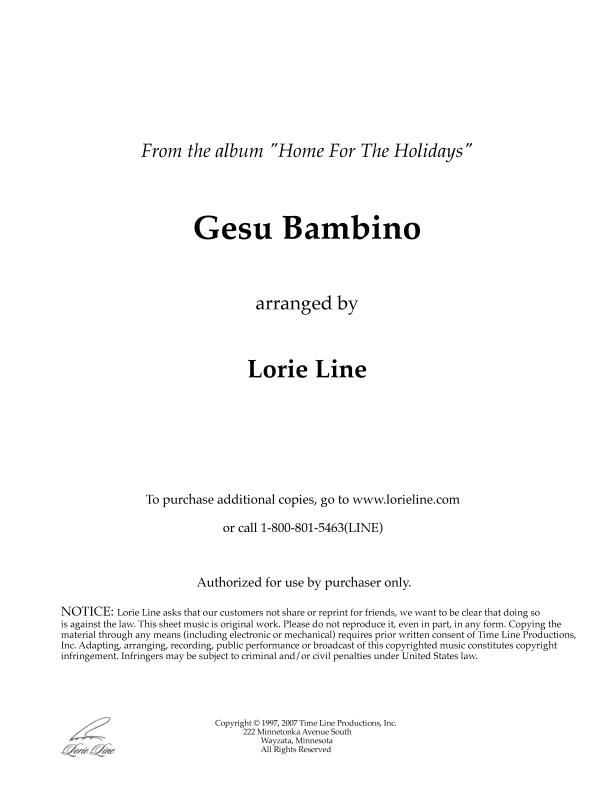 Gesu Bambino (from Home For The Holidays) (arr. Lorie Line)