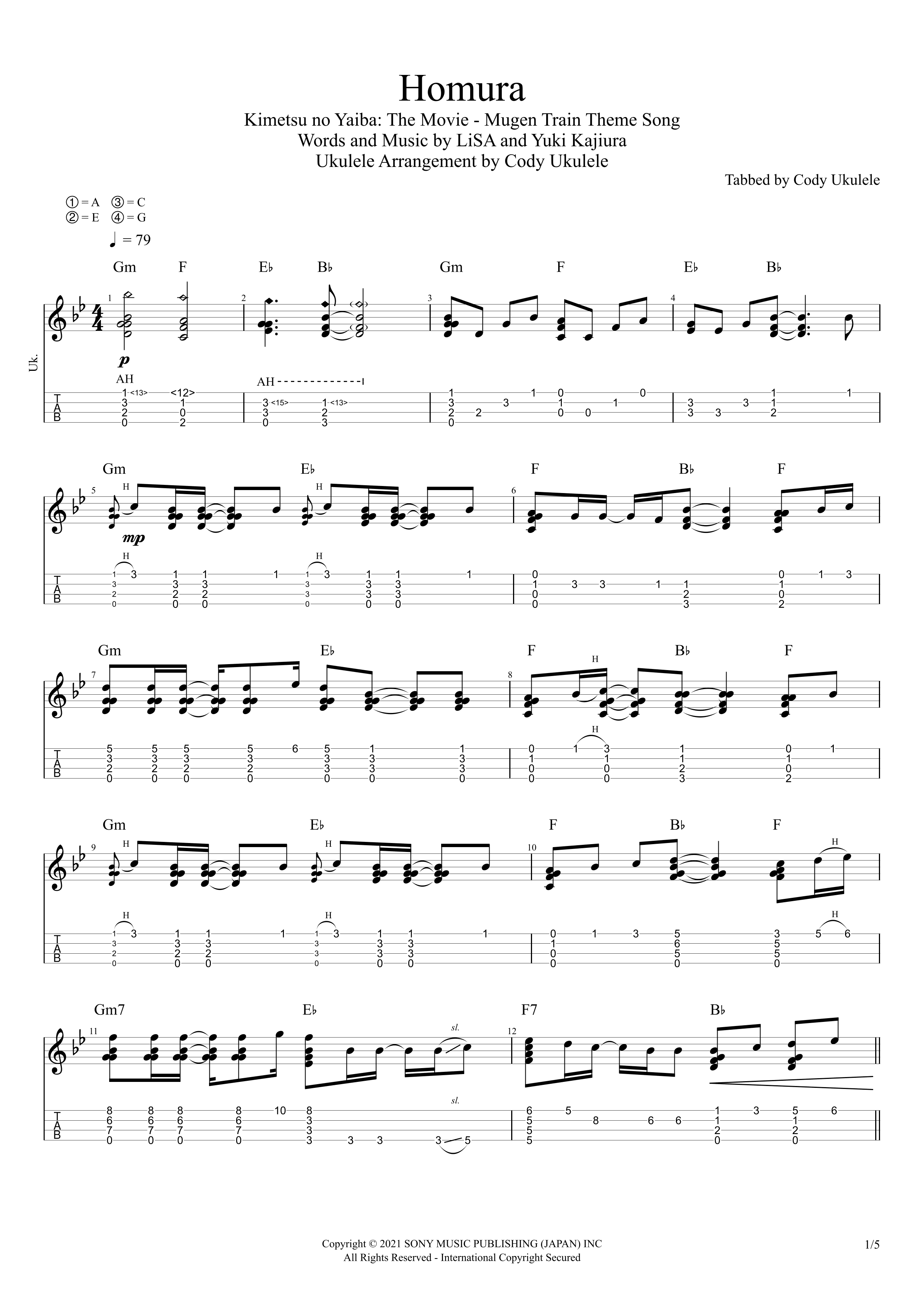 Homura (arr. Cody Ukulele)