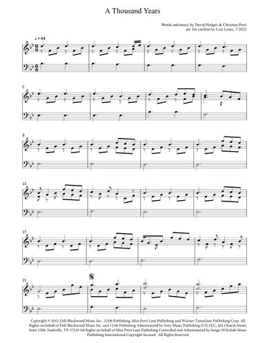 A Thousand Years (arr. Lisa Lonie)