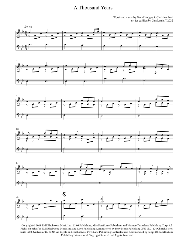 A Thousand Years (arr. Lisa Lonie)