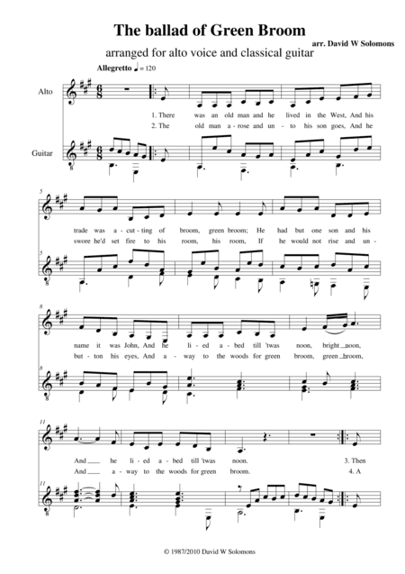 The Ballad of Green Broom (voice and classical guitar) (arr. David Warin Solomons)