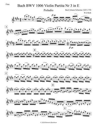 Bach BWV 1006 Partita Complete arranged for any and all woodwinds megpack (arr. R G Roth)