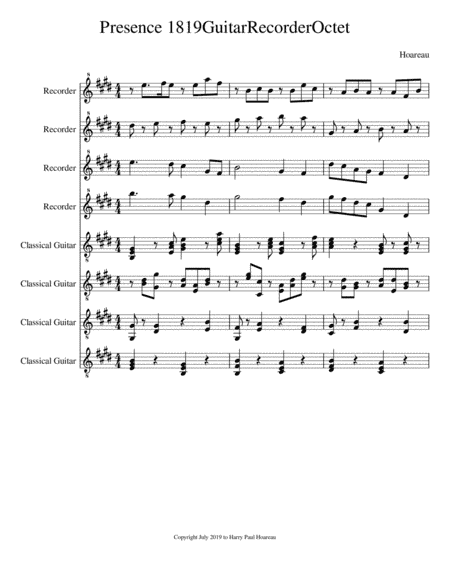 Presence 1819 Octet for 4 Guitars 4 Recorders