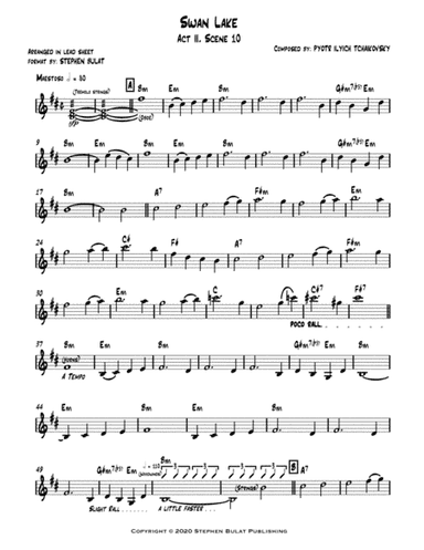 Swan Lake (Tchaikovsky) - Lead sheet in original key of Bm (arr. Stephen Bulat)