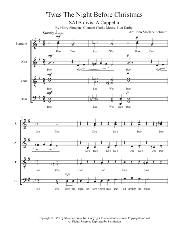Twas The Night Before Christmas (arr. John Maclane Schirard)