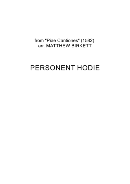 Personent Hodie (arr. Matthew Birkett)