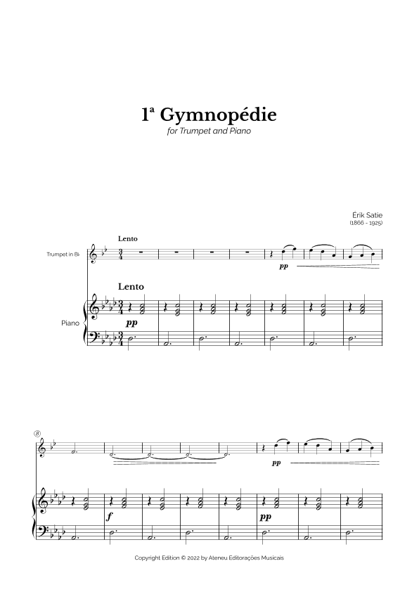 Gymnopédie No.1 for Trumpet and Piano (arr. Marcos Soares)