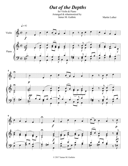 Luther: Out of the Depths for Violin & Piano (arr. James M. Guthrie, ASCAP)