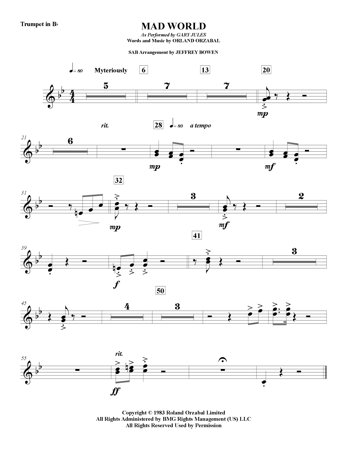 Mad World (arr. Jeffrey Bowen)