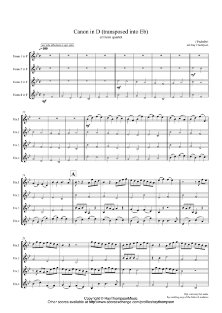 Pachelbel: Canon In D -  horn quartet (arr. Ray Thompson)