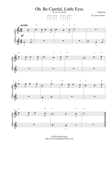 Oh, Be Careful, Little Eyes - for very easy piano (arr. Samuel Stokes)