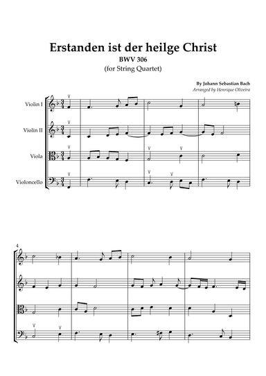 Bach's Choral - "Erstanden ist der heilge Christ" (String Quartet) (arr. Henrique Oliveira)