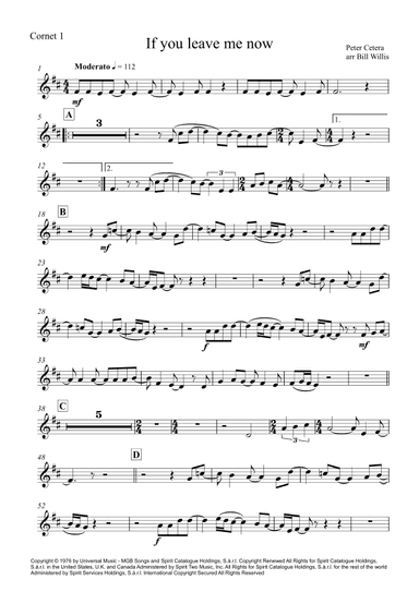 If You Leave Me Now (arr. Bill Willis)