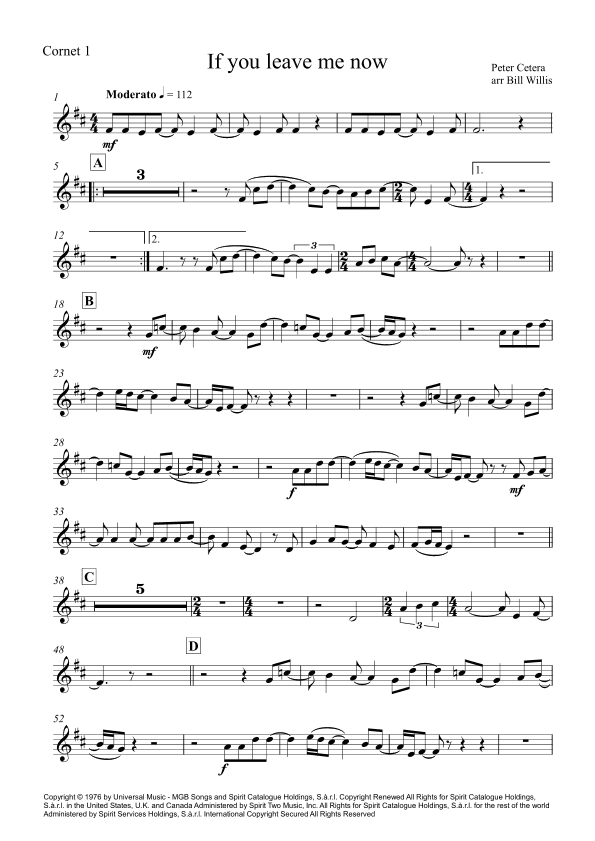 If You Leave Me Now (arr. Bill Willis)