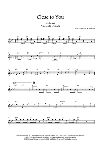 Close To You (arr. Duda Oriontte)