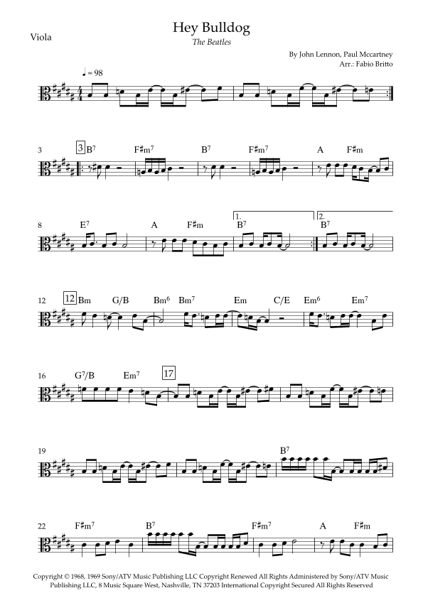 Hey Bulldog (arr. Fabio Britto)