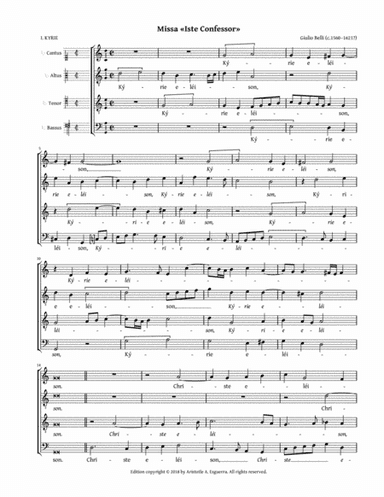 Missa Iste confessor a 4 (Belli) (arr. Aristotle A. Esguerra)