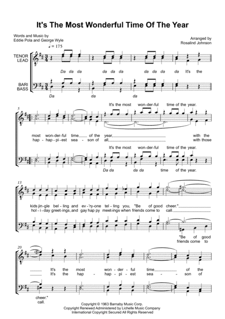 The Most Wonderful Time Of The Year (arr. Rosalind Johnson)