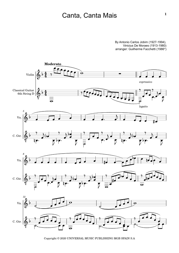 Canta, Canta Mais (arr. Guilherme Facchetti)