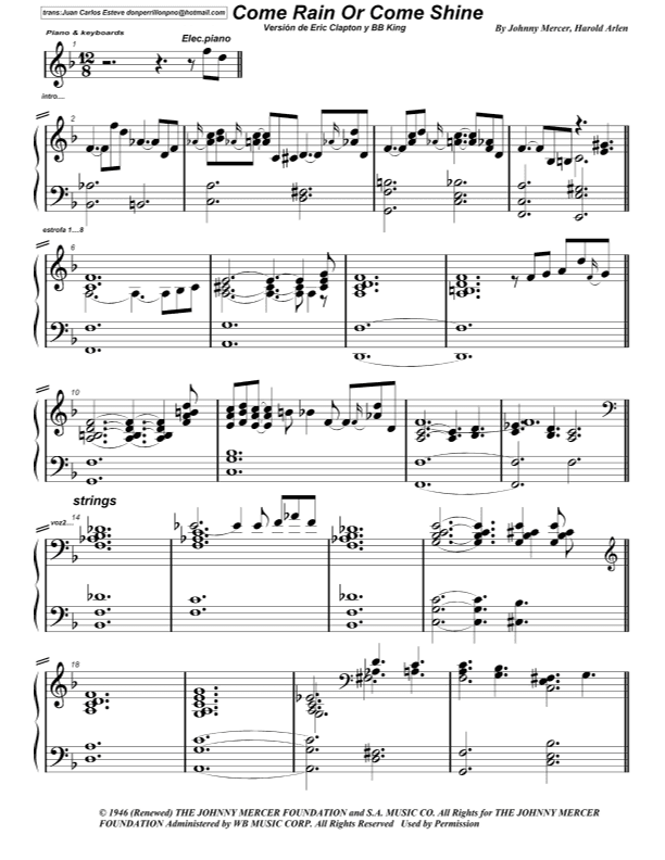 Come Rain Or Come Shine (arr. juan carlos esteve /Gran Coda)