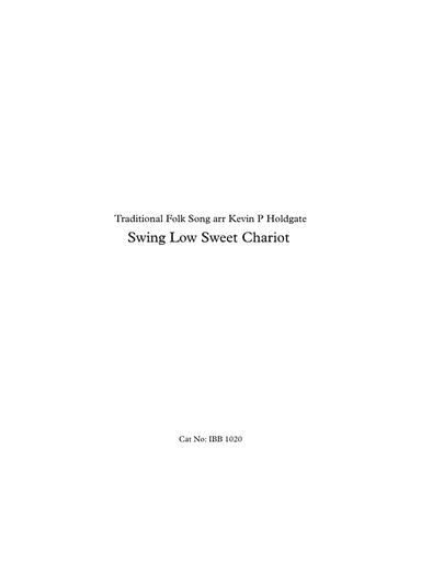 Swing Low Sweet Chariot (arr. Kevin Holdgate)