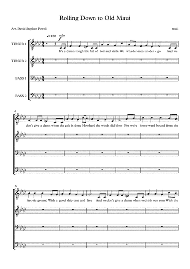Rolling down to old Maui (arr. David Stephen Powell)