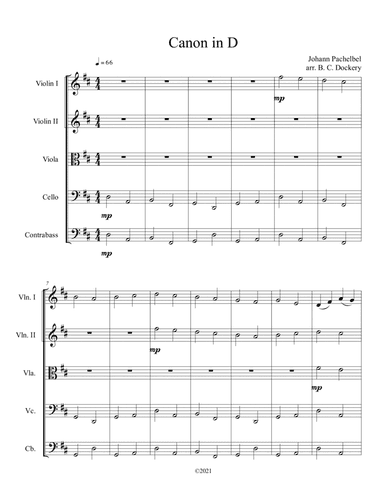 Canon in D for String Orchestra (arr. B. C. Dockery)