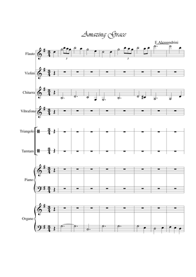 Amazing Grace. Only score - Score Only (arr. Ester Alessandrini)