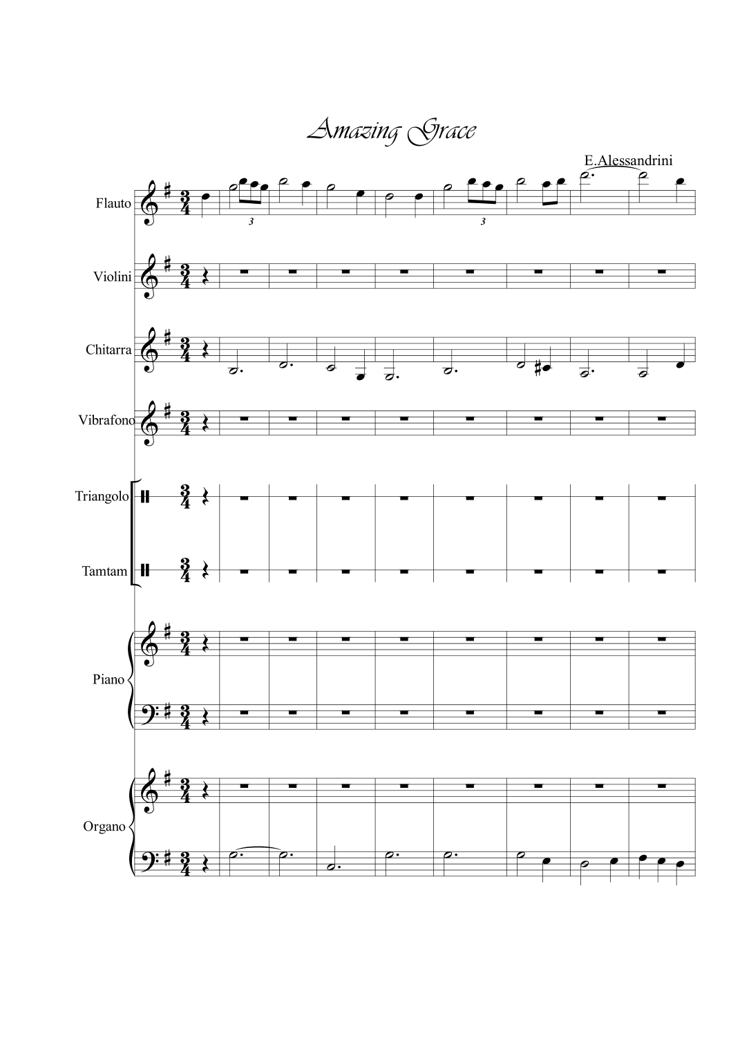 Amazing Grace. Only score - Score Only (arr. Ester Alessandrini)