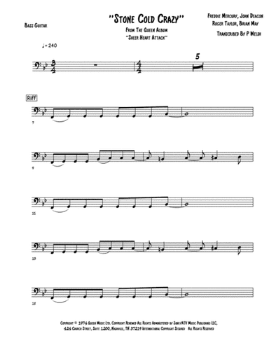 Stone Cold Crazy (arr. Accubass)