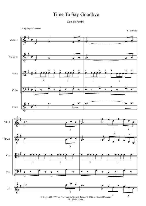Con Te Partiro (time To Say Goodbye) (arr. Dayvid Damázio)