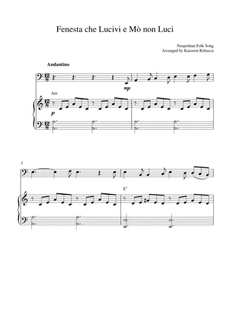 Fenesta che Lucivi e Mò non Luci (arr. Kaiserin Rebecca)
