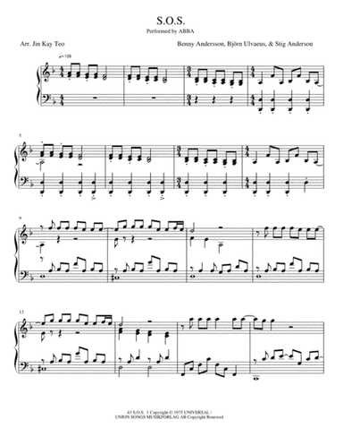S.o.s. (arr. Jin Kay Teo)