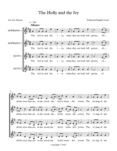 The Holly and the Ivy (arr. Joy Simons)