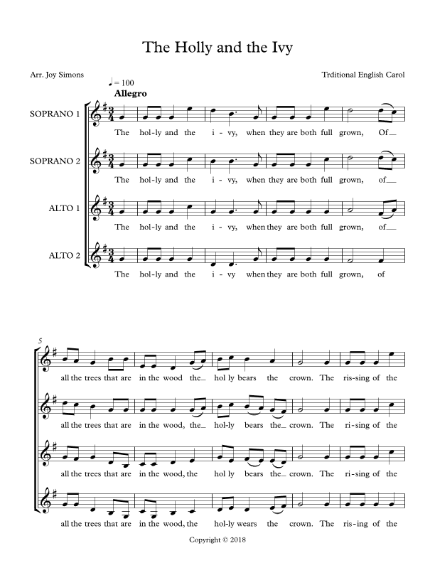 The Holly and the Ivy (arr. Joy Simons)