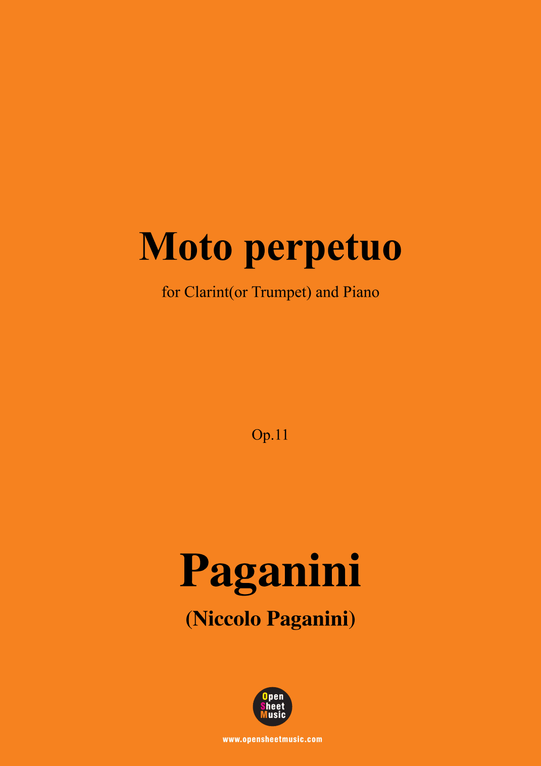 Paganini-Moto perpetuo,Op.11,for Clarint(or Trumpet) and Piano (arr. OSM Press)