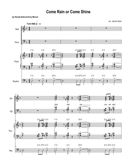 Come Rain Or Come Shine (arr. Jamie Dyer)