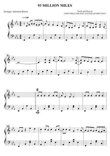 93 Million Miles (arr. Antonieta Ramos Valverde)