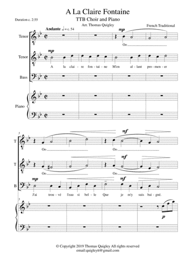 A La Claire Fontaine (arr. Thomas Quigley)