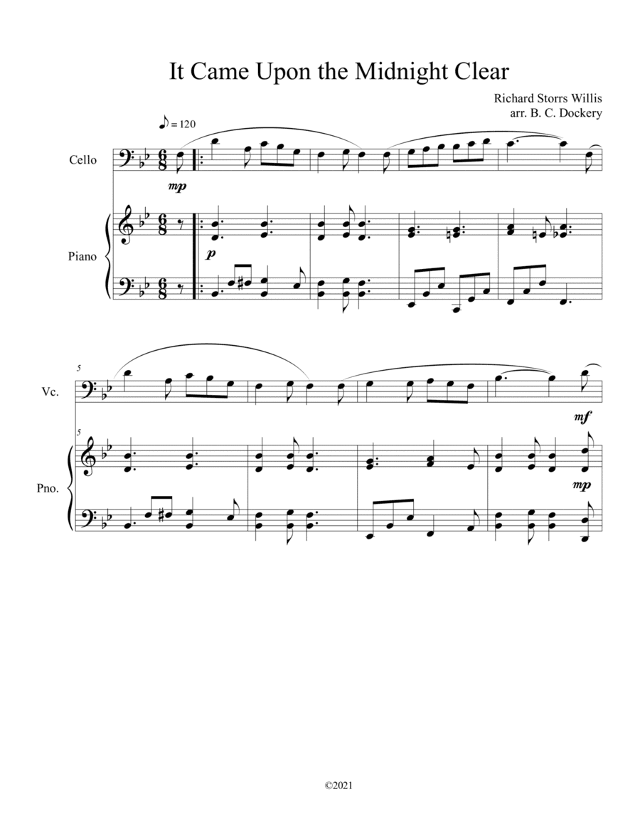It Came Upon the Midnight Clear (Cello Solo with Piano Accompaniment) (arr. B. C. Dockery)
