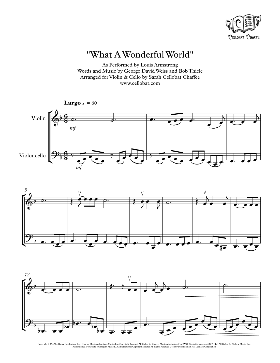 What A Wonderful World (arr. Sarah Cellobat Chaffee)